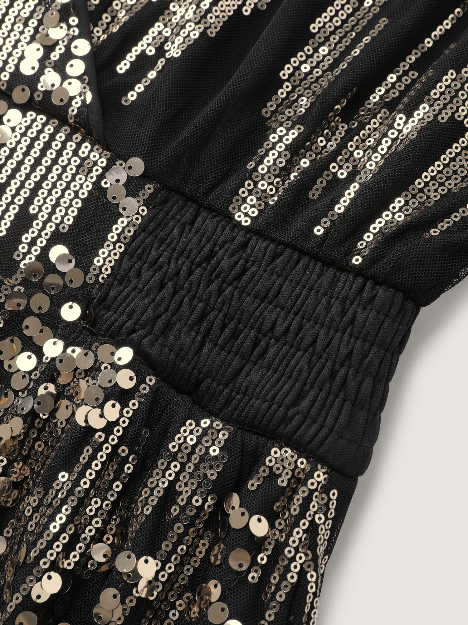 Sparkly Sequins Wrap Neck Midi Dress