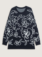 Supersoft Round Neck Floral Split Hem Pullover