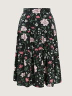 Floral Print Stretchy Waistband Maxi Skirt