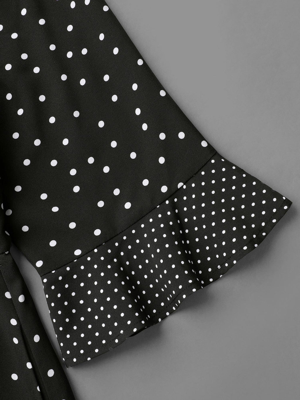 Crew Neck Polka Dot Waist Cinched Dress