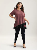 Color Contrast Overlap Hem Flared Top
