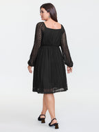 Sweetheart Neckline Sheer Lace Midi Dress