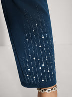Stretchy Diamond Detail Hem Pants