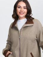 Spliced Color Contrast Pockets Zipper Jacket