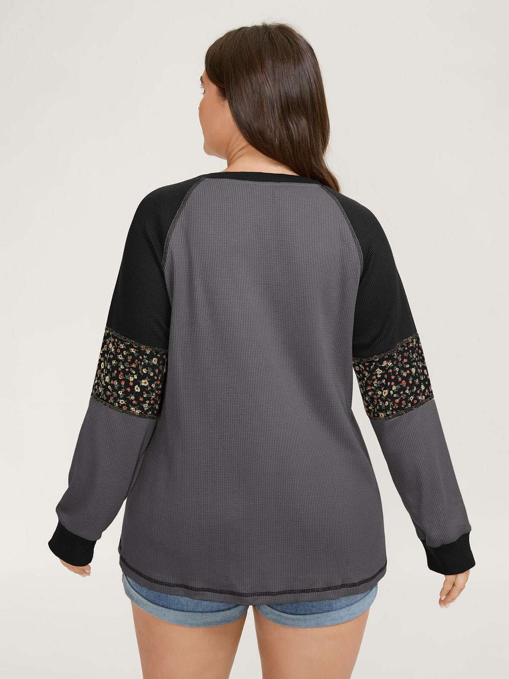 Color Contrast Waffle Knit T-Shirt