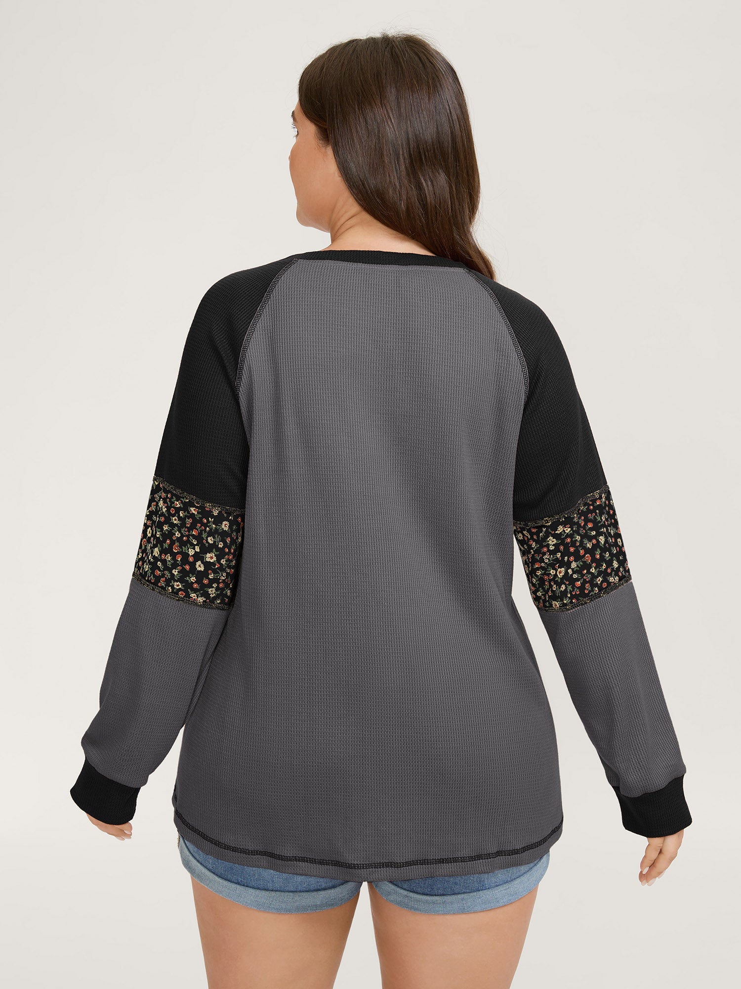 Color Contrast Waffle Knit T-Shirt