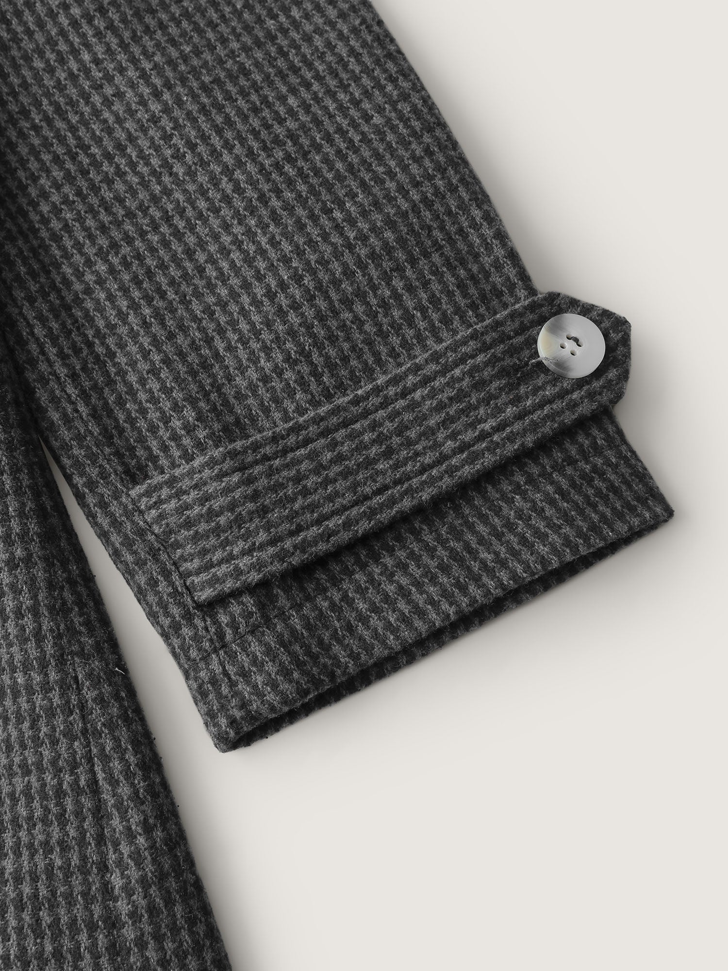 Houndstooth Button Detail Belted Coat