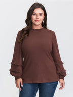 Cozy Ruffled Edge Tiered Sleeve Knit Top