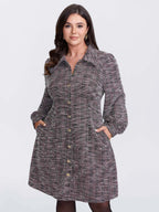 Color Fusion Checkered Print Shirt Dress