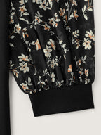 Floral Print Ribbon Neck-Tie Knee Dress