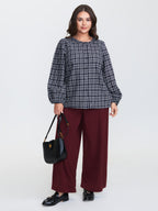 Plaid Pattern Button-Down Blouse