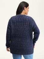 Heather Textured Button Neck Pullover