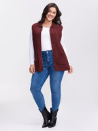 Cable Zipper Sleeveless Knit Cardigan