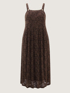 Lace Textured Adjustable Straps Maxi Dress