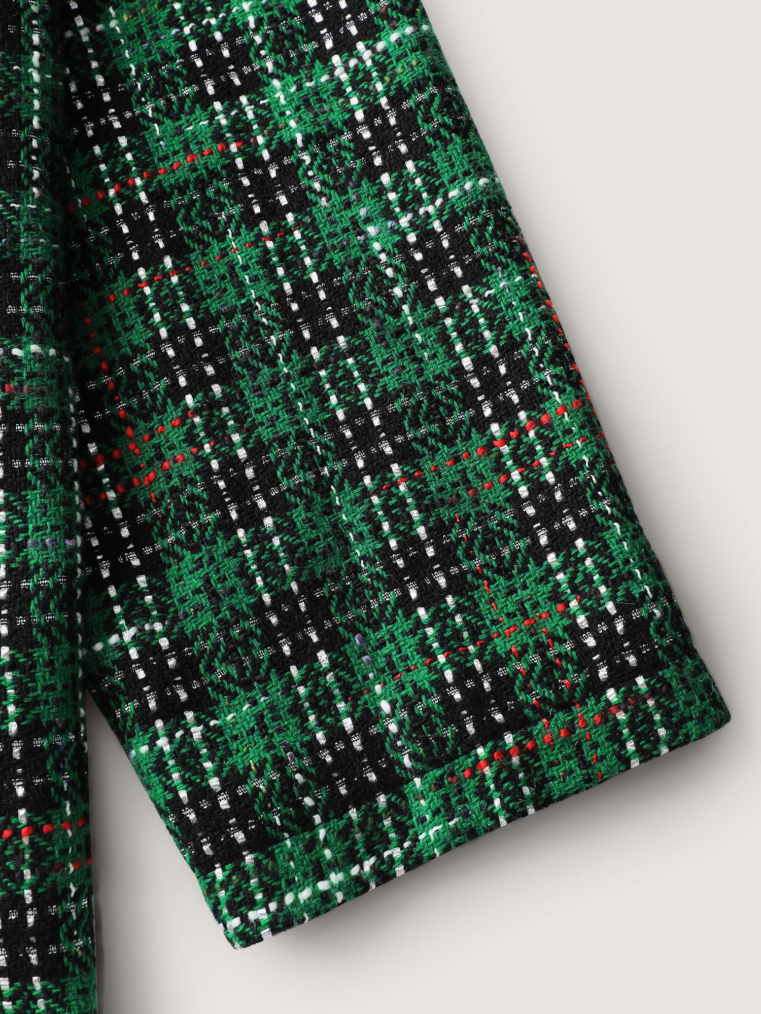 Tweed Plaid Double Button Jacket