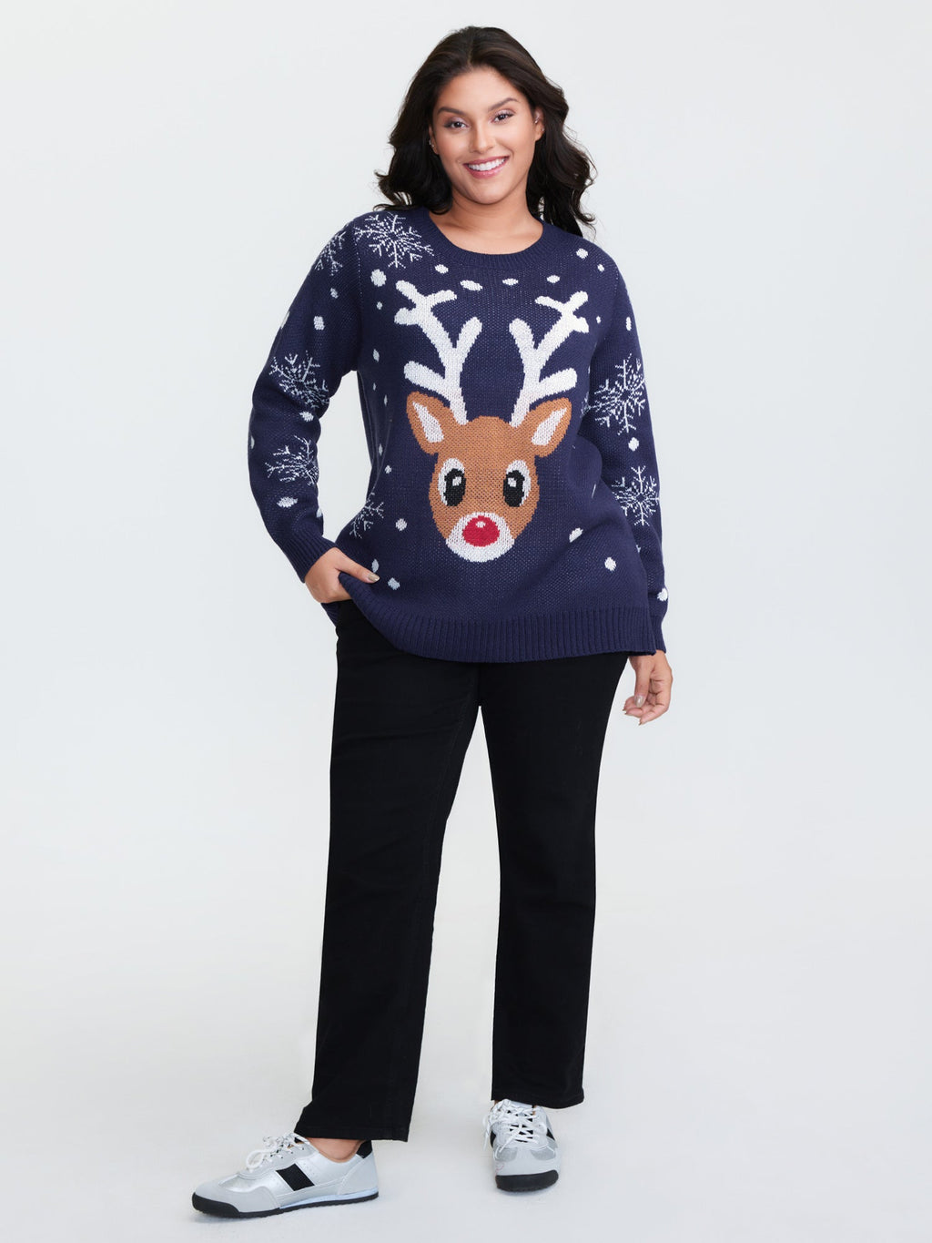Deer Snowflake Pattern Jacquard Pullover