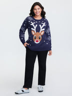 Deer Snowflake Pattern Jacquard Pullover