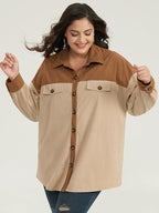 Two Tone Button Through Patchwork Coat