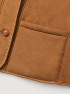 Fluffy Contrast Buttons Quilted Jacket