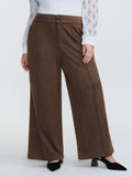 Pleated Double Button Flared Hem Pants