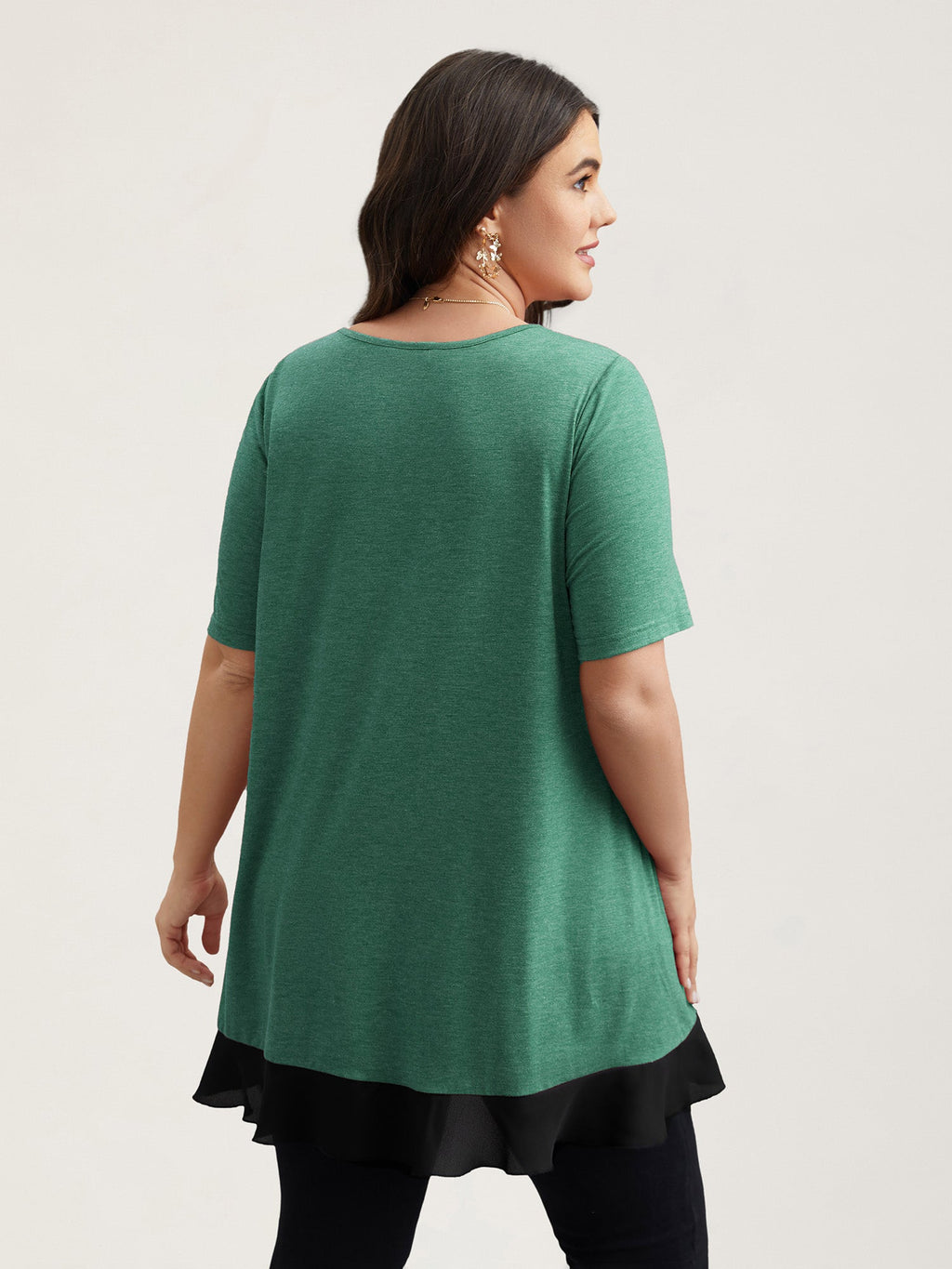 Color Contrast Overlap Hem Flared Top
