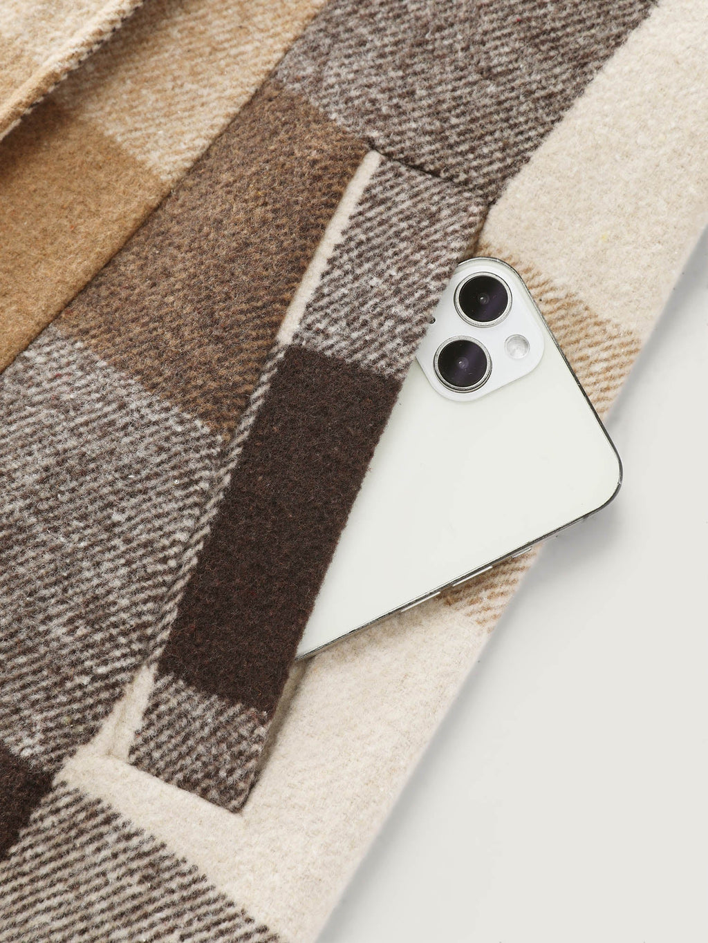 Plaid Lapel Double Breasted Belted Waist Coat