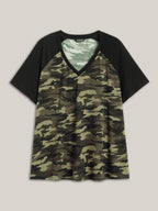 Camouflage Print Raglan Sleeve T-Shirt