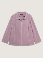 Velvety-Feel Pockets Zipper Jacket