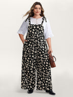 Leopard Print Shirred Shoulder Ties Jumpsuit