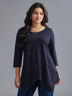 Asymmetrical Hem Overlap Long T-shirt