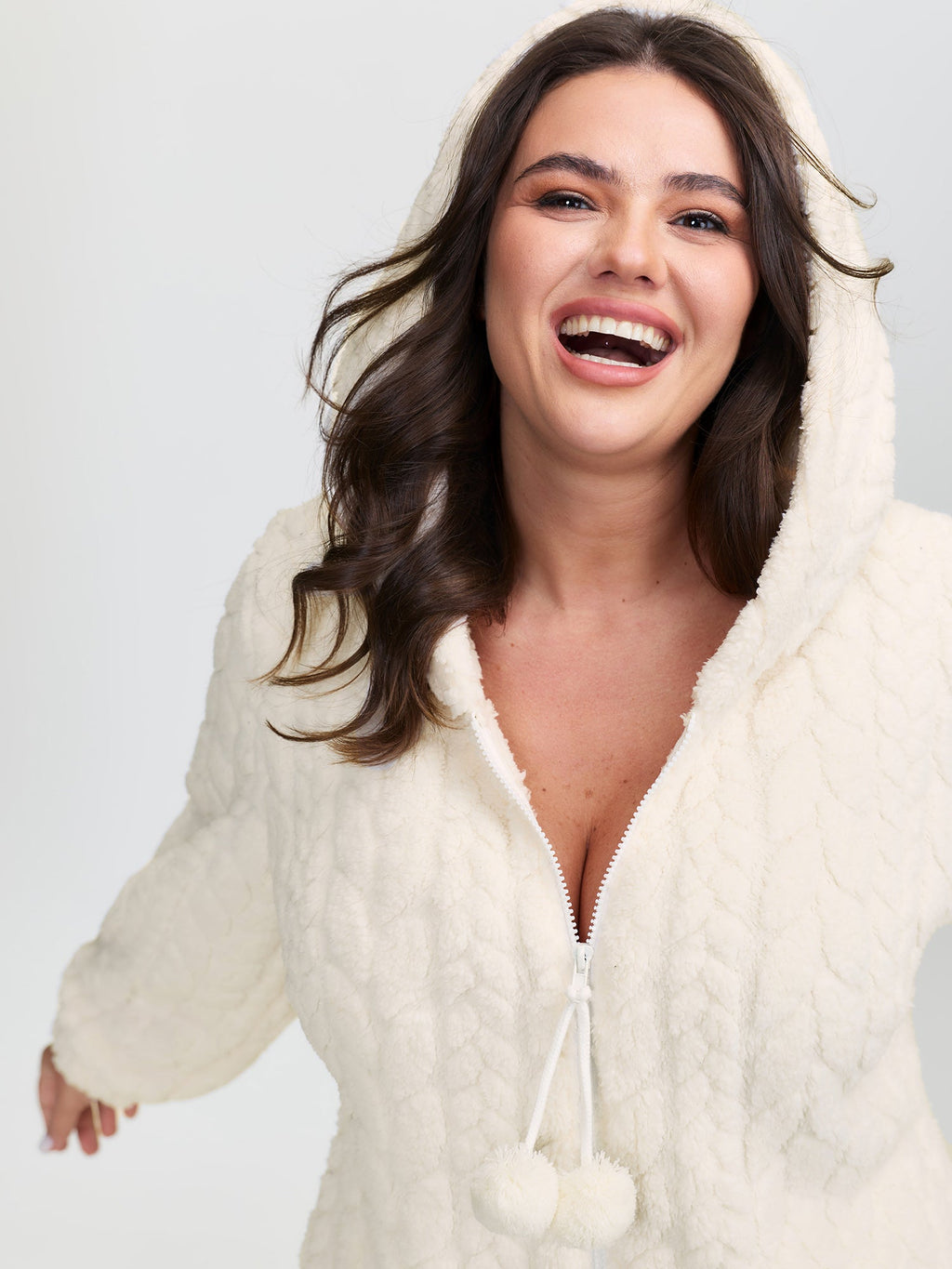 Fleece Half Zipper Hooded Sleep Jumpsuit