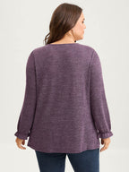 Round Neck Heather Pleated T-shirt