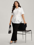 Knotted Front Asymmetrical Hem Blouse