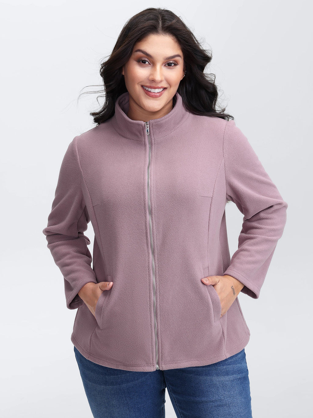 Velvety-Feel Pockets Zipper Jacket