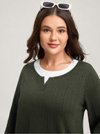 Textured Spliced Round Neck Solid T-Shirt