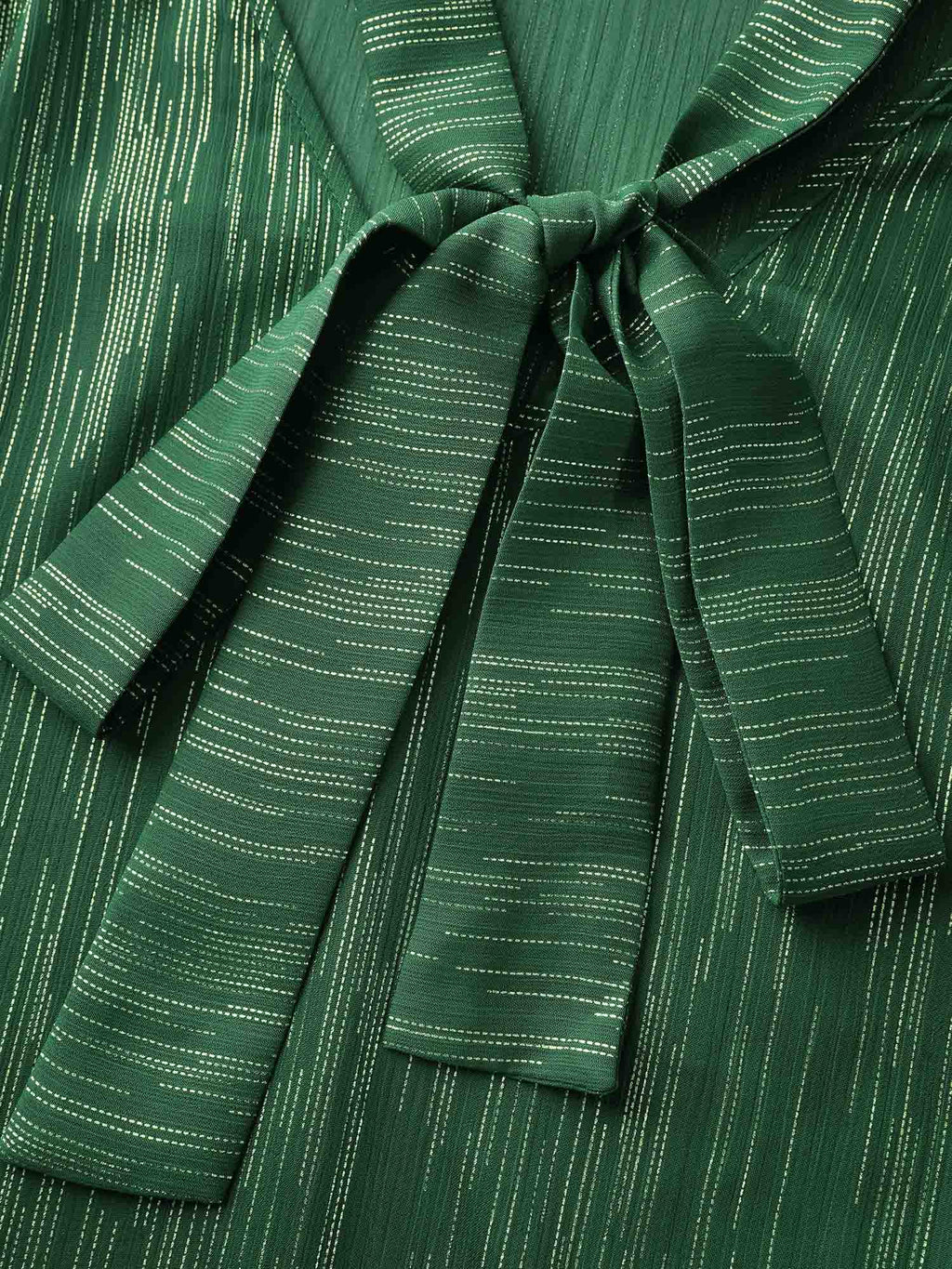 Gold Stamp Sheer Collar-Tie Blouse