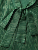 Gold Stamp Sheer Collar-Tie Blouse