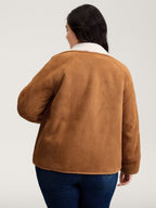 Fluffy Contrast Buttons Quilted Jacket