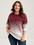Jacquard Color Blend Ribbed Hem Pullover