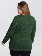 Heather Textured Button Neck Pullover