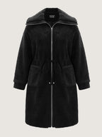 Faux Shearling Zipper Pockets Jacket