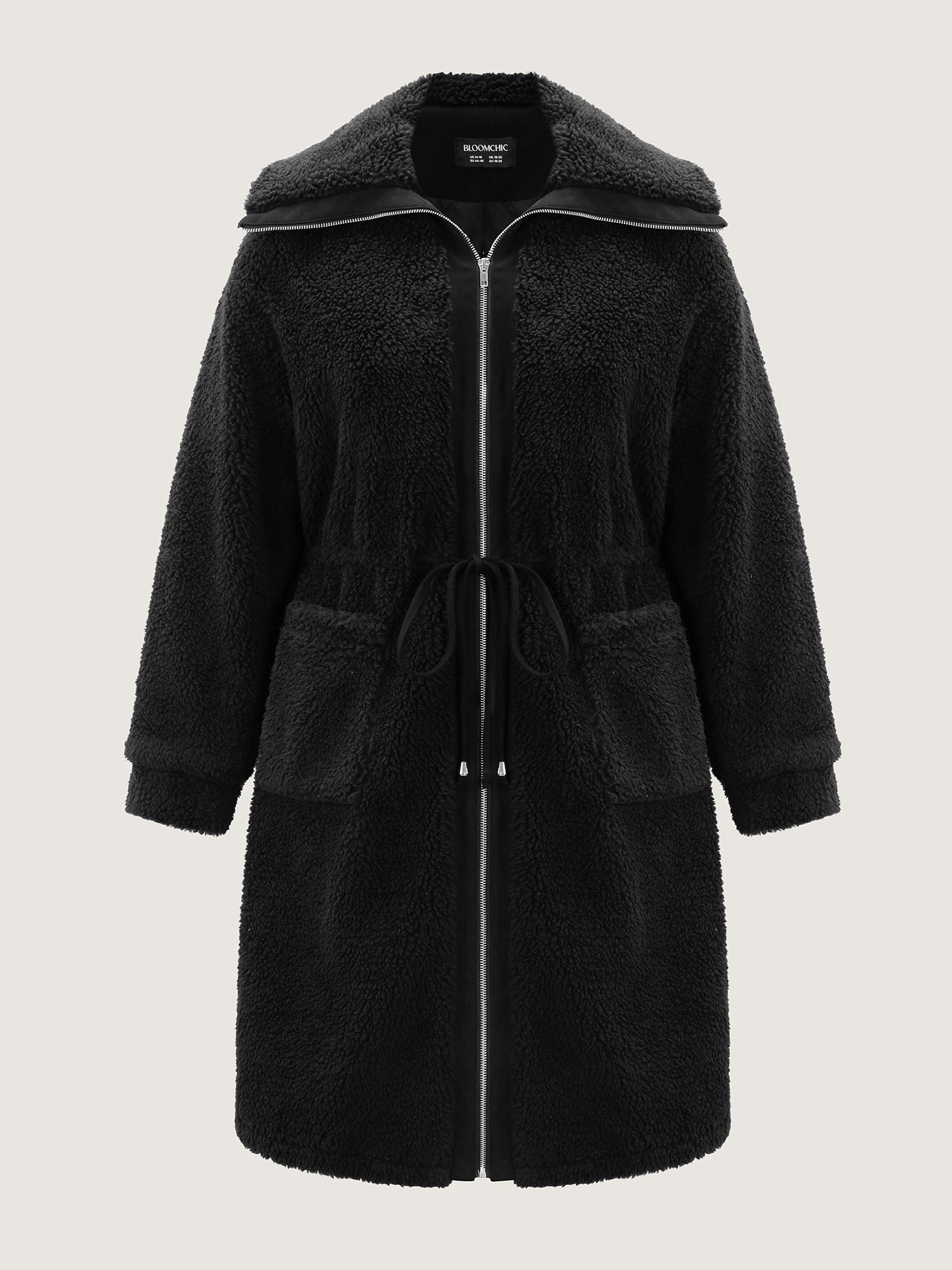 Faux Shearling Zipper Pockets Jacket