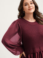 Balloon Sleeve Solid Twofer Sweater