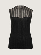 Lurex Sheer Neckline Lined Tank Top