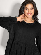 Textured Stretchy Flared Knit Top