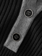 Polo Neck Contrast Metal Buttons Pullover