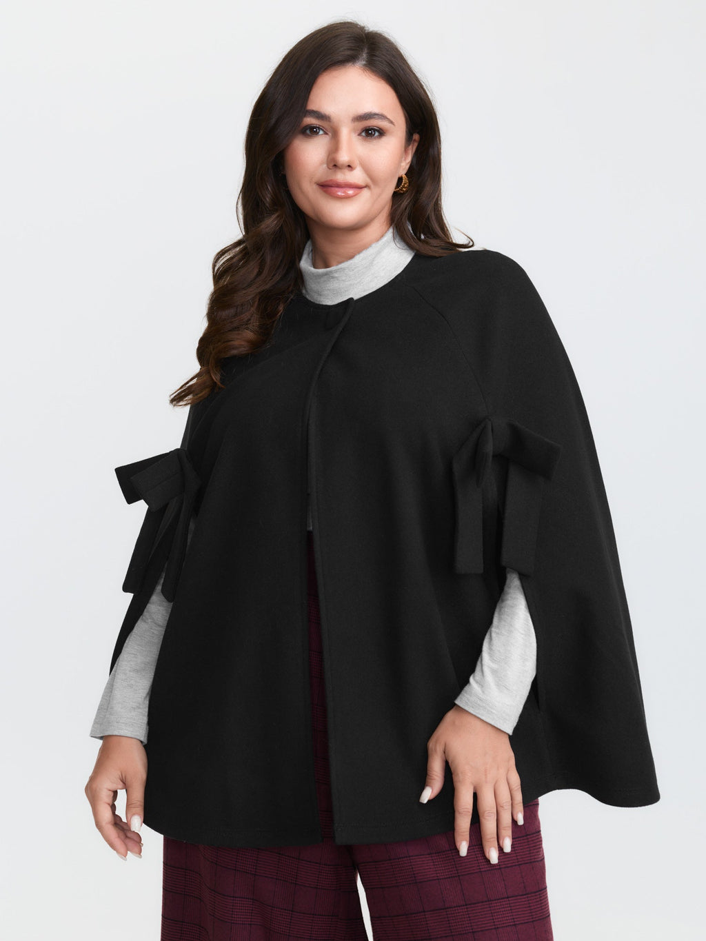 Bowknot Cape Style Split Coat