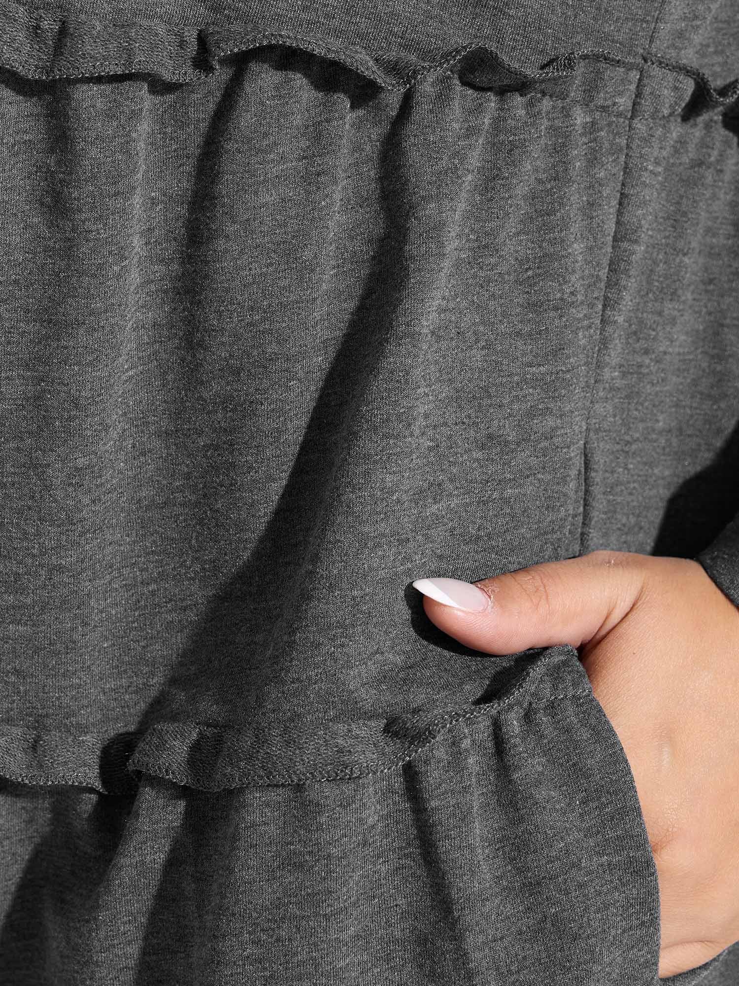 Tiered Ruffled Edges Pockets Jacket