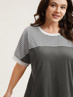 Solid and Striped Contrast Hem T-Shirt
