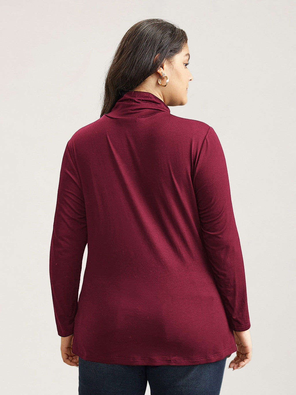 Supersoft Essentials Solid Funnel Neck Knit T-shirt